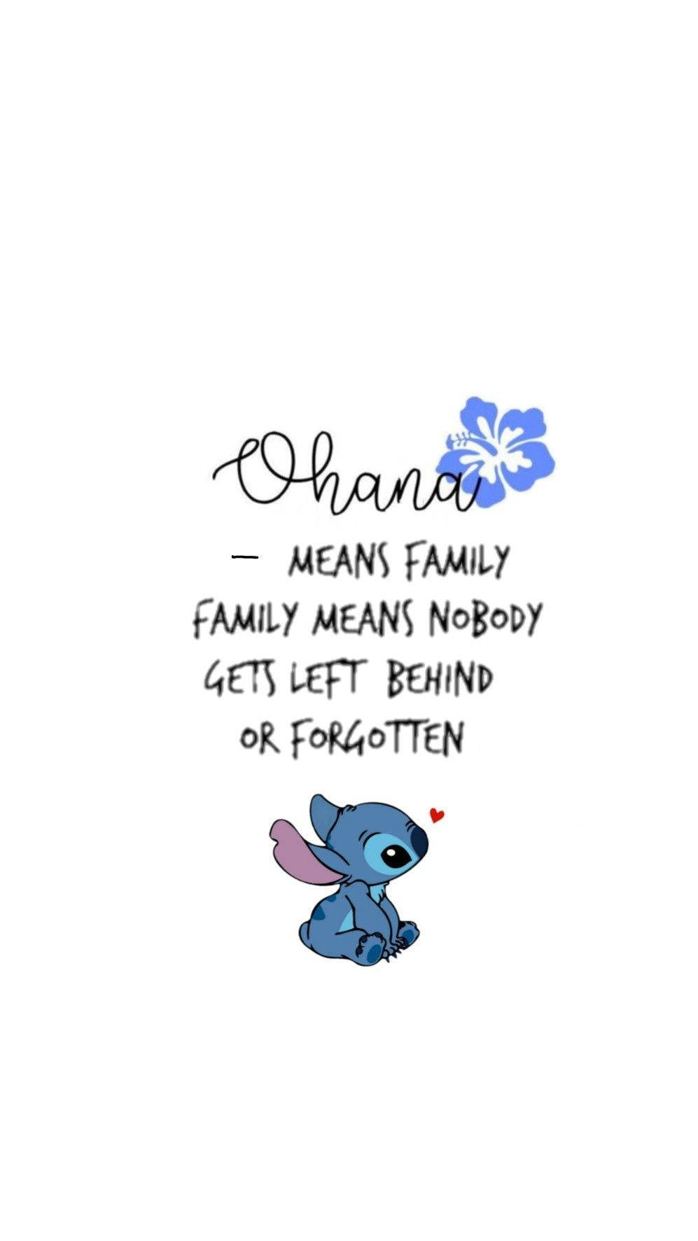 Endearing Lilo And Stitch Ohana Illustration Wallpaper