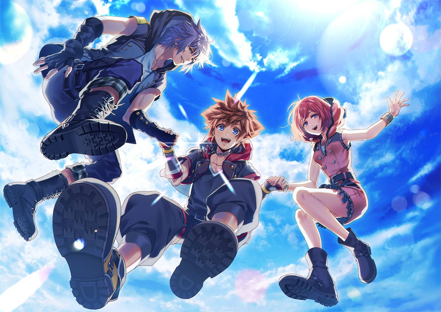 Enjoy The Adventure Of Kingdom Hearts 3 With Mickey, Sora And Riku Wallpaper