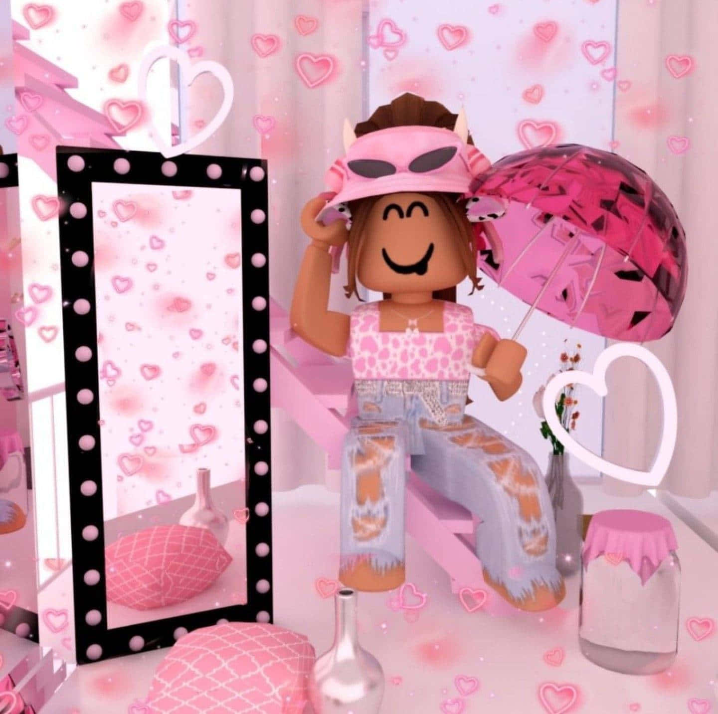 Enjoy The Pink Virtual World Of Roblox. Wallpaper