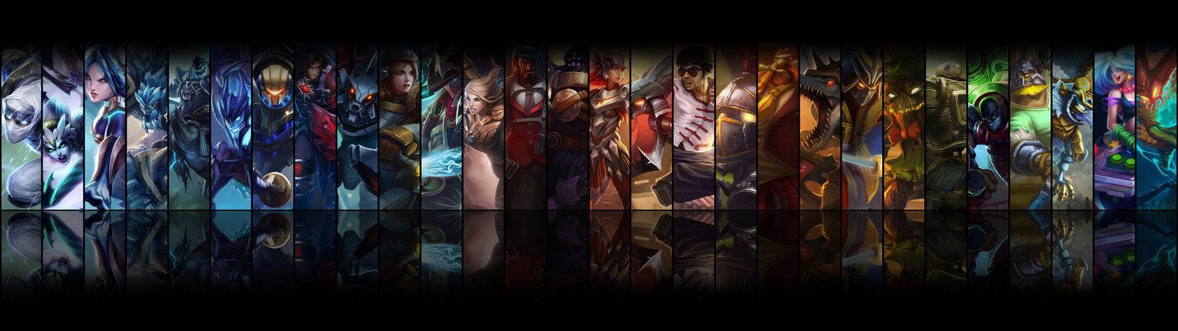 Enjoy The Vibrant Worlds Of League Of Legends With A Dual Screen Setup Wallpaper