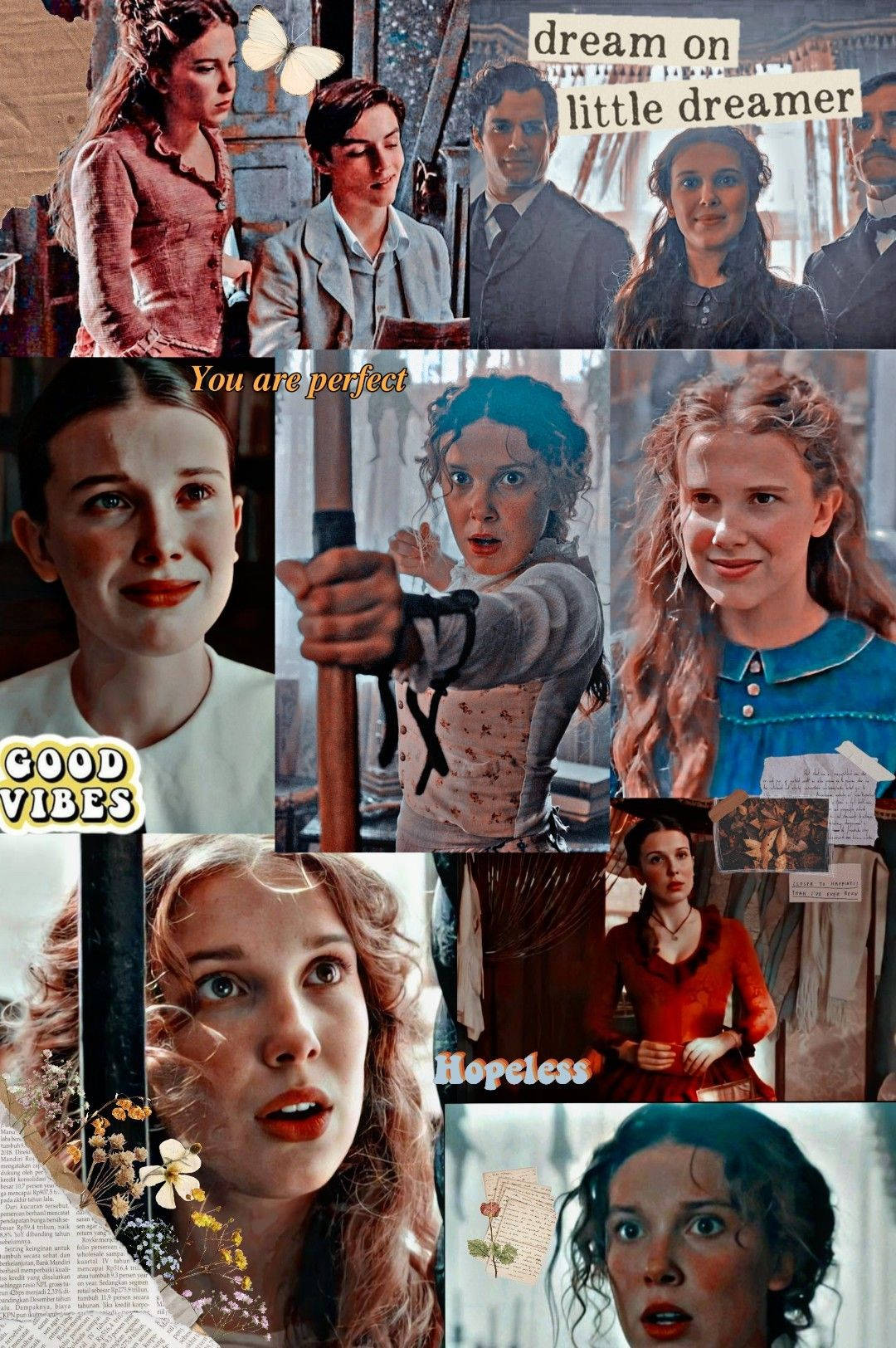 Enola Holmes Millie Bobby Collage Wallpaper