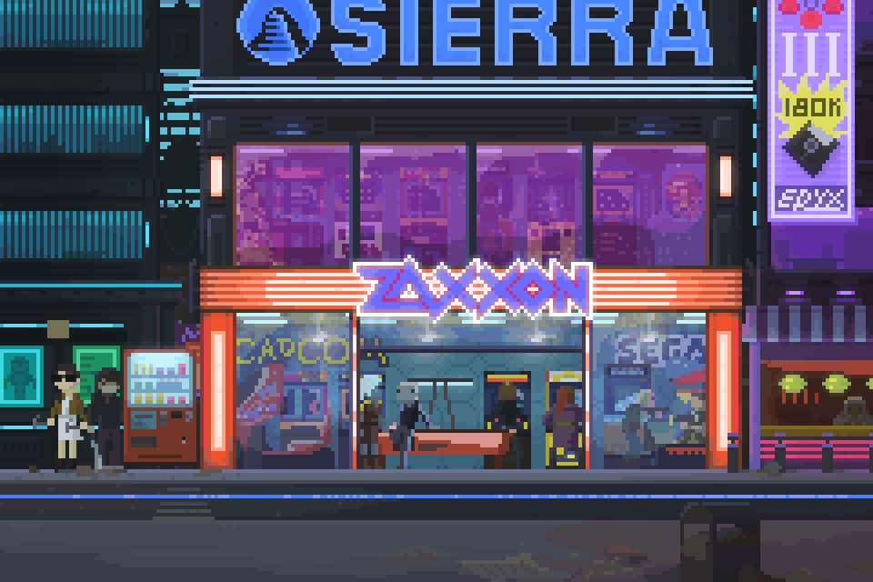 Enter A Dark Future With Cyberpunk Pixel Art Wallpaper