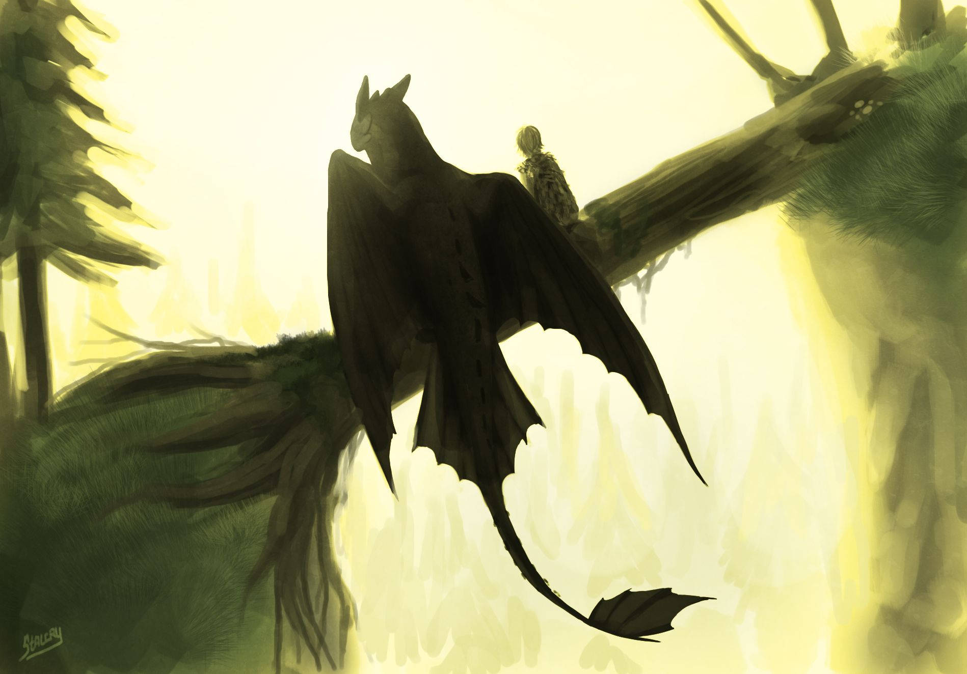 Epic Adventure With Dragon - Fan Art Inspired By How To Train Your Dragon Wallpaper