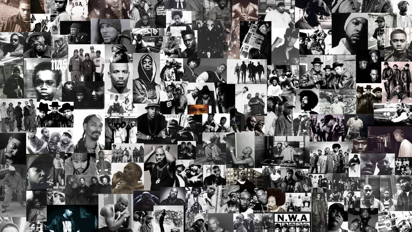 Epic Collage Of Old School Hip-hop Legends Wallpaper