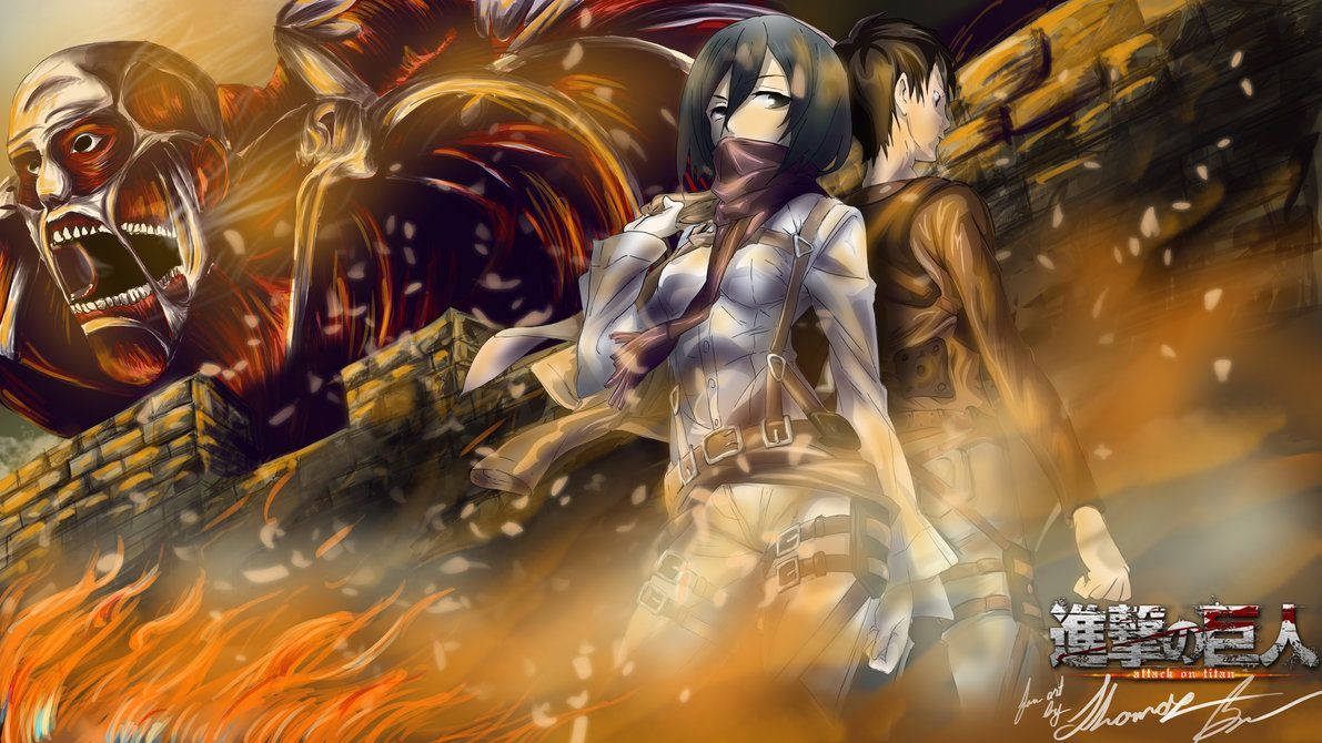 Eren And Mikasa In Attack On Titan, United Against The Titans. Wallpaper