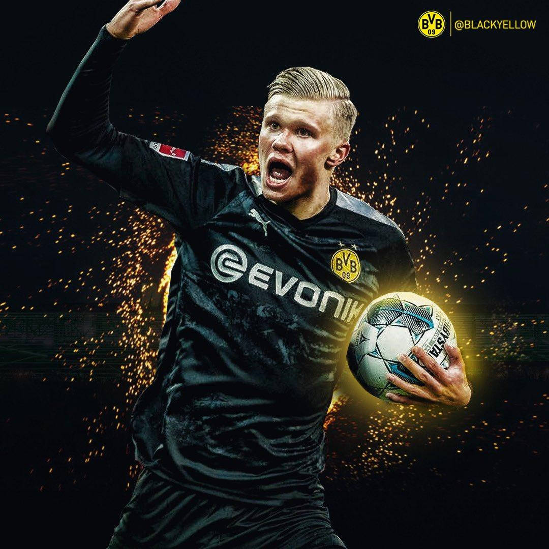 Erling Haaland Bvb Striker Vector Art Wallpaper