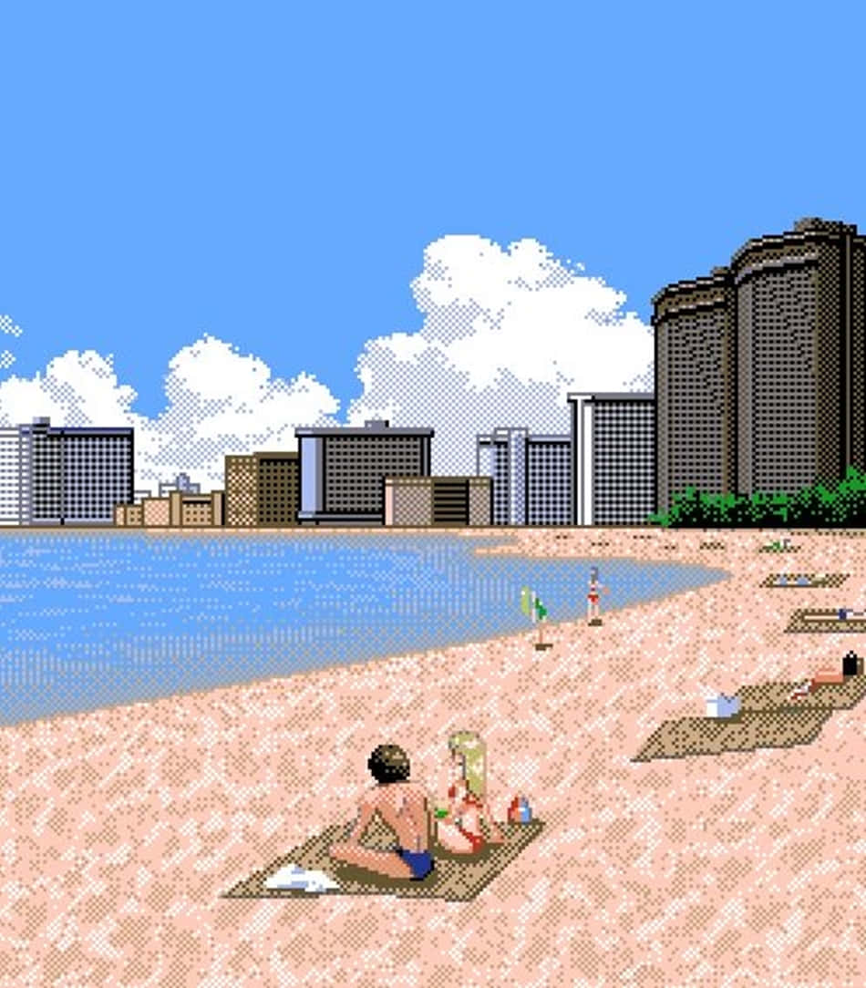 Experience A Beach Vacation In A Pixelated World Wallpaper