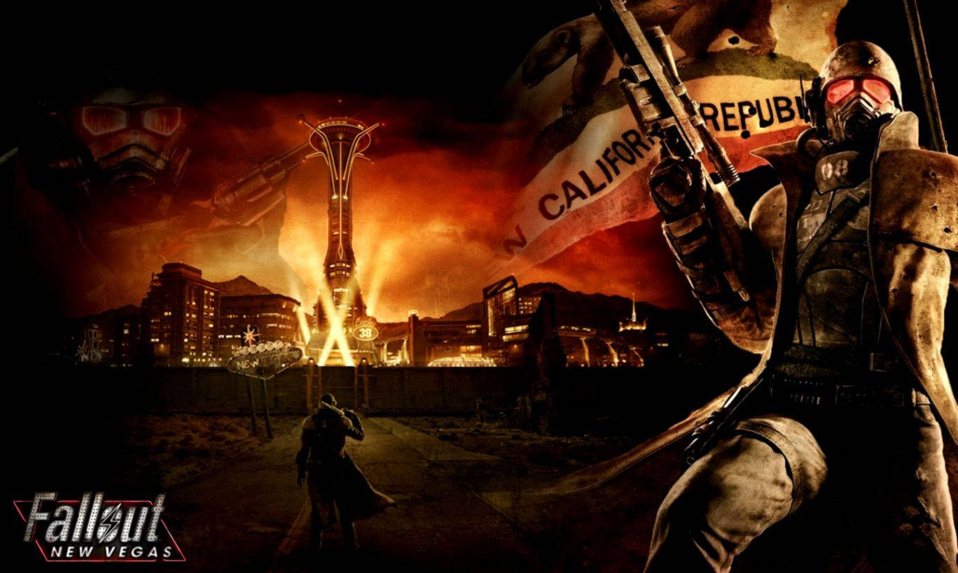 Explore The City Lights Of Fallout New Vegas Wallpaper