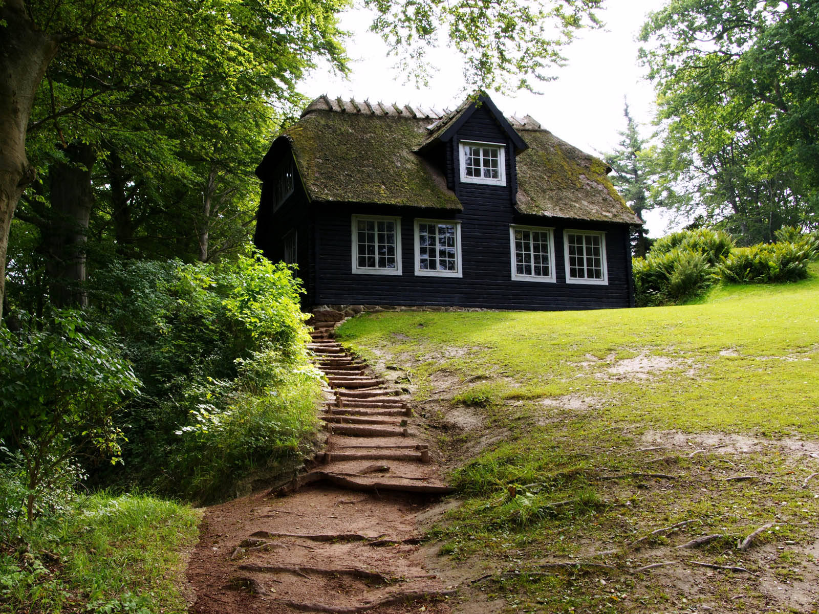 Exquisite Black Wooden House Amidst Nature Wallpaper