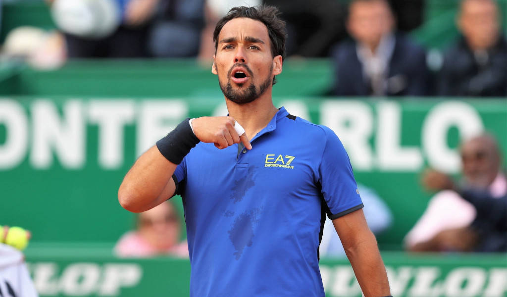 Fabio Fognini Showcasing His Skills On The Tennis Court Wallpaper