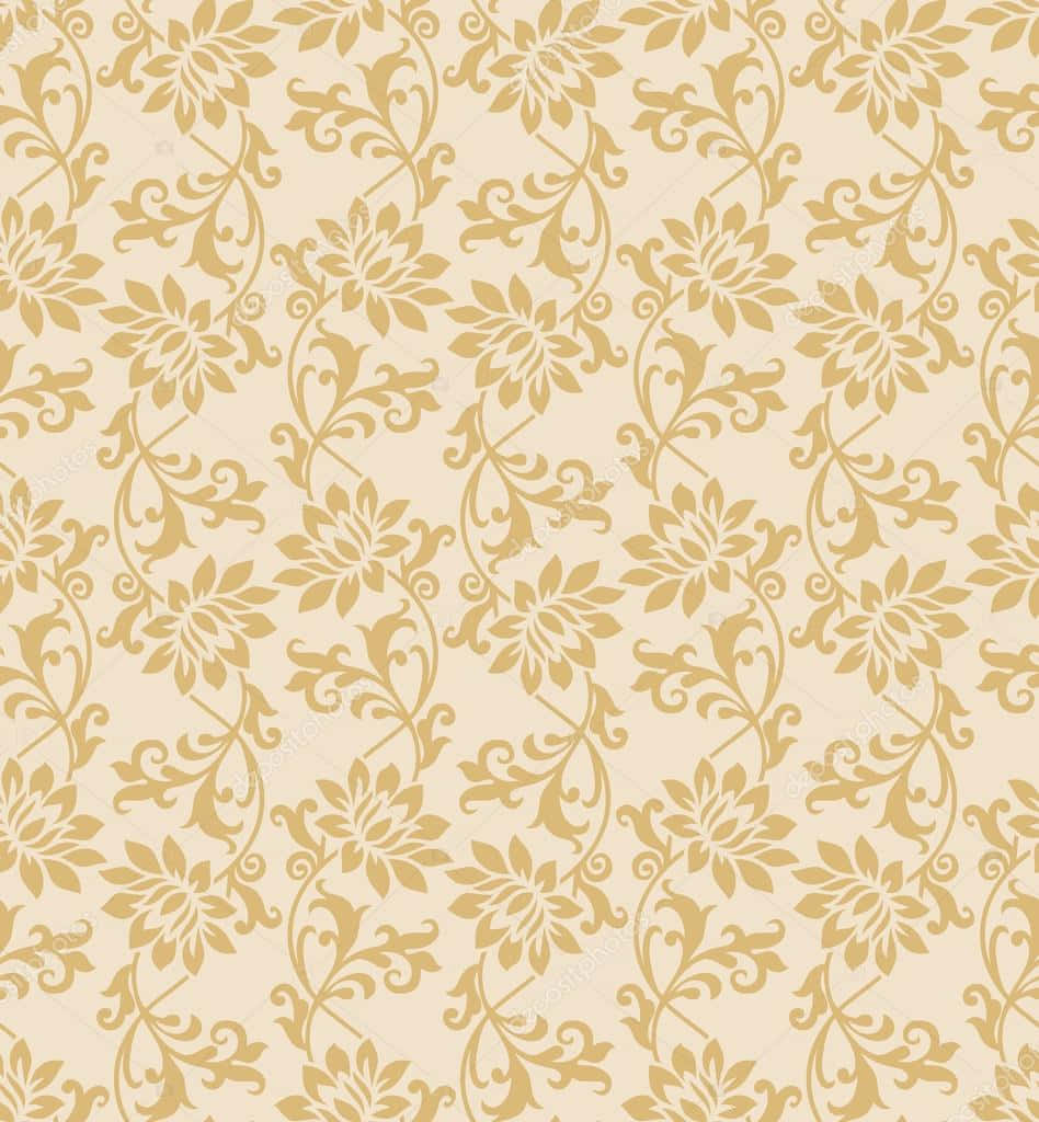 Fancy Gold Floral Pattern Wallpaper