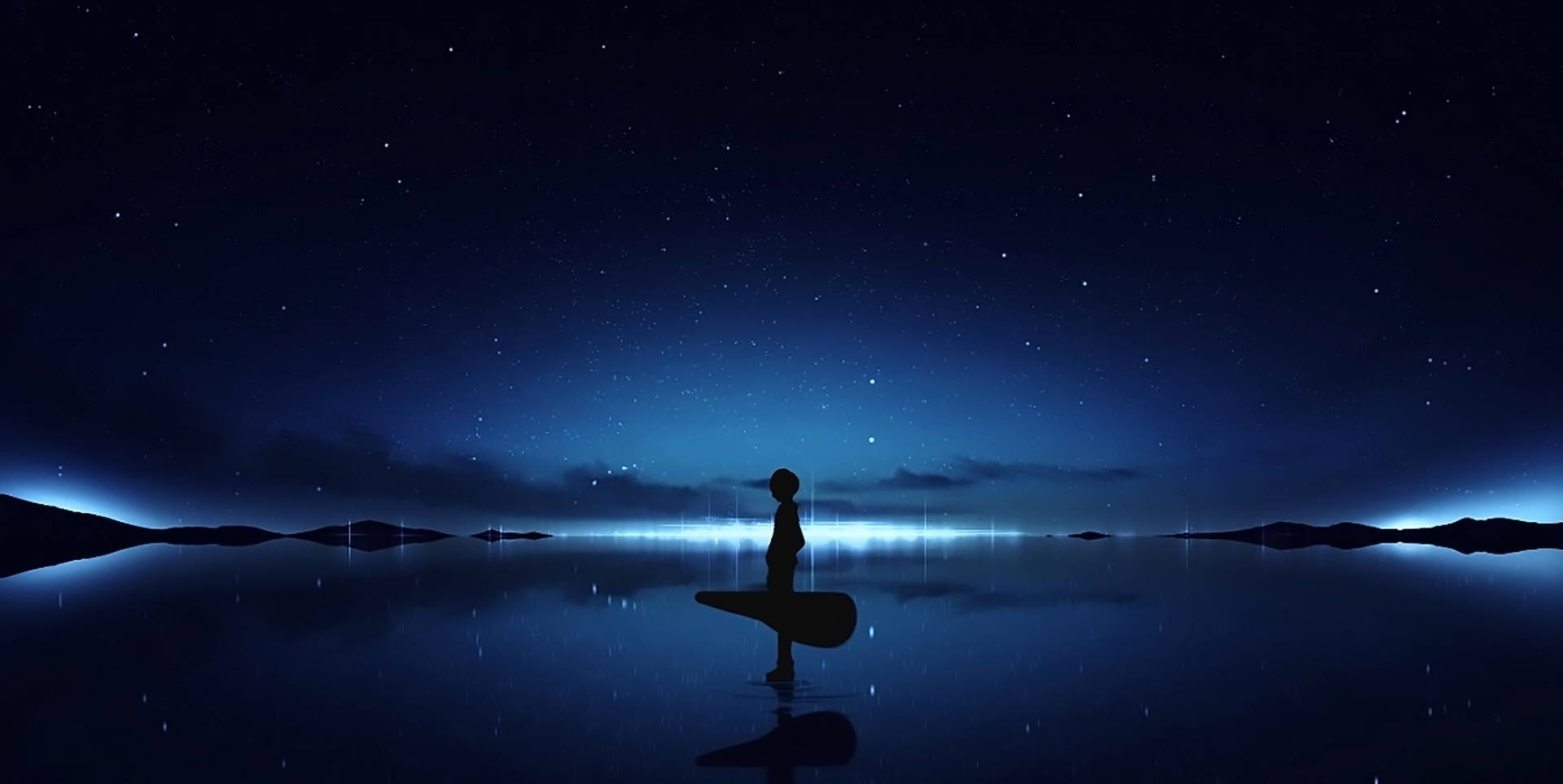 Feeling Alone Blue Starry Sky Wallpaper