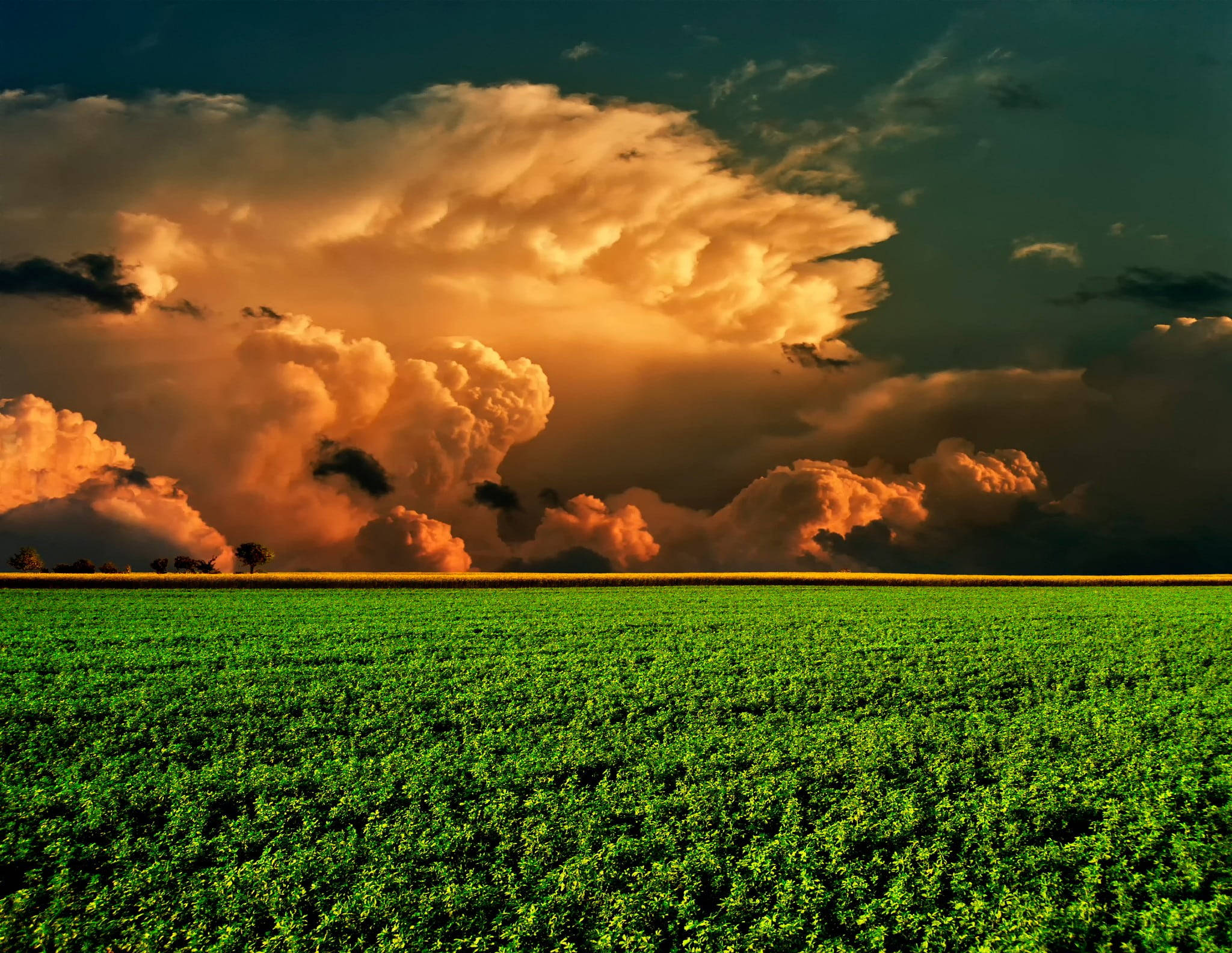 Field High Resolution Clouds Wallpaper