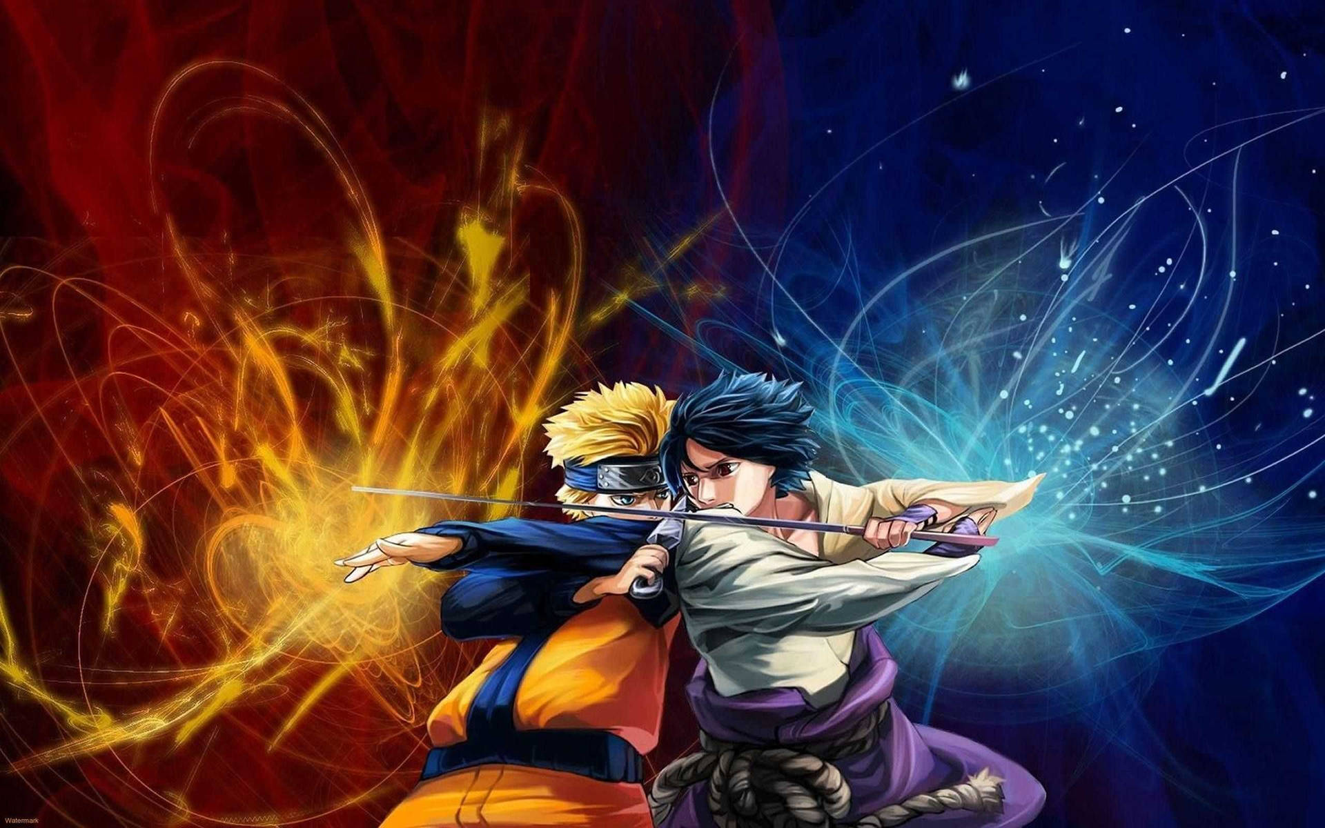 Fighting Sasuke And Naruto Ipad Wallpaper