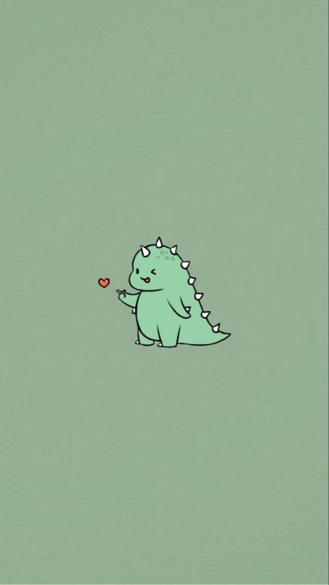 Finger Heart Dino Kawaii Iphone Wallpaper