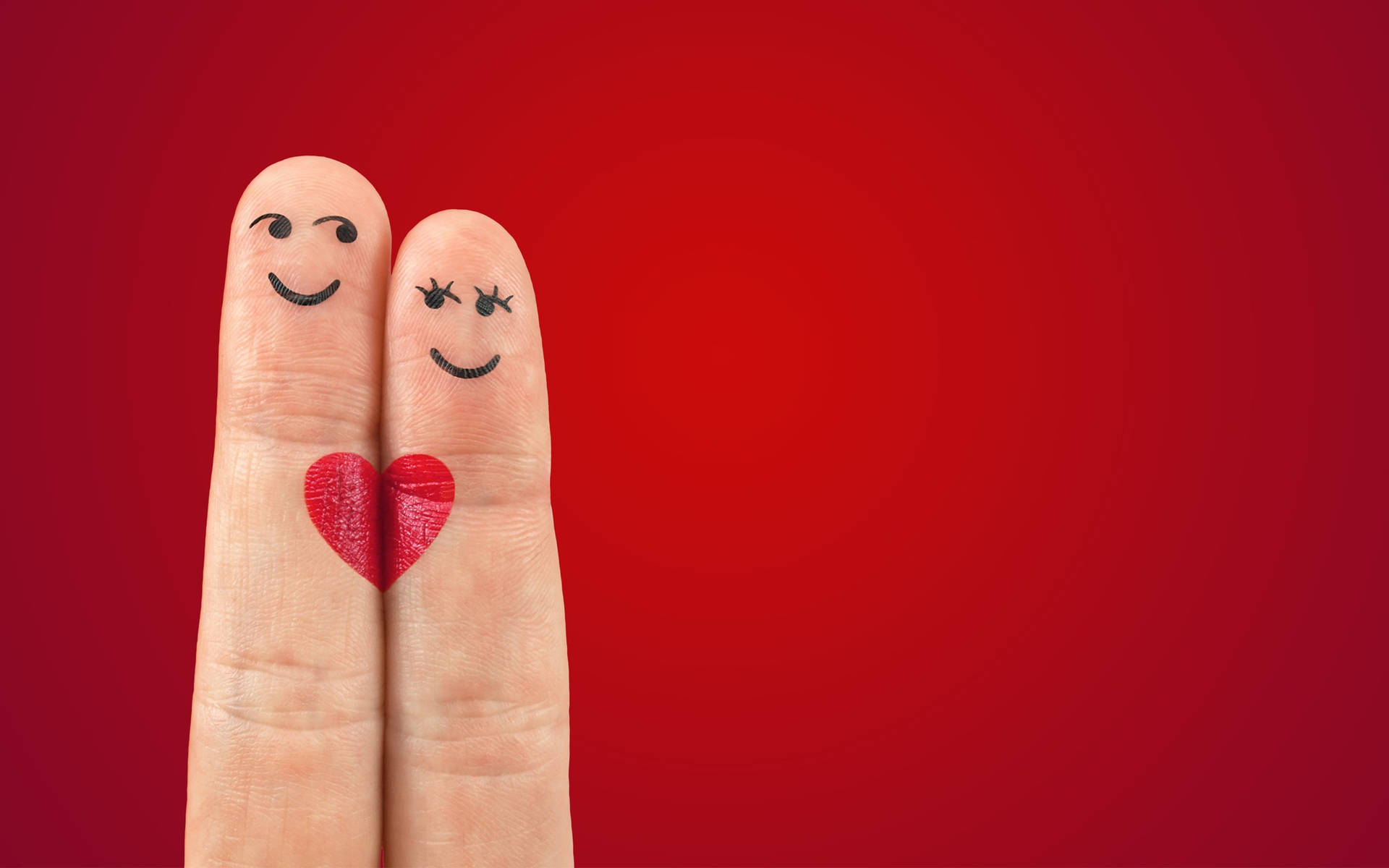 Finger Heart Drawn Using Red Ink Wallpaper