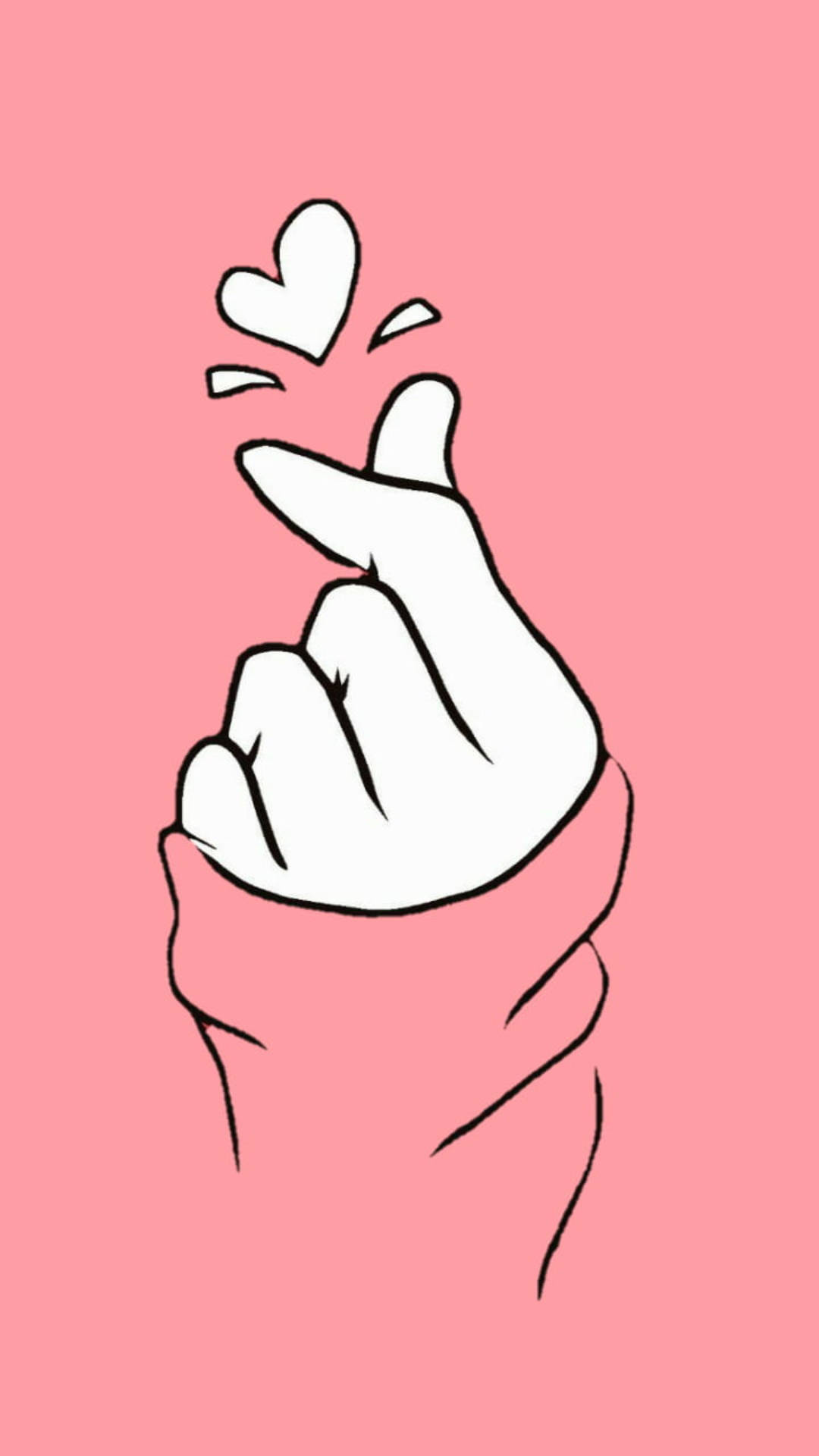 Finger Heart On Pastel Pink Wallpaper