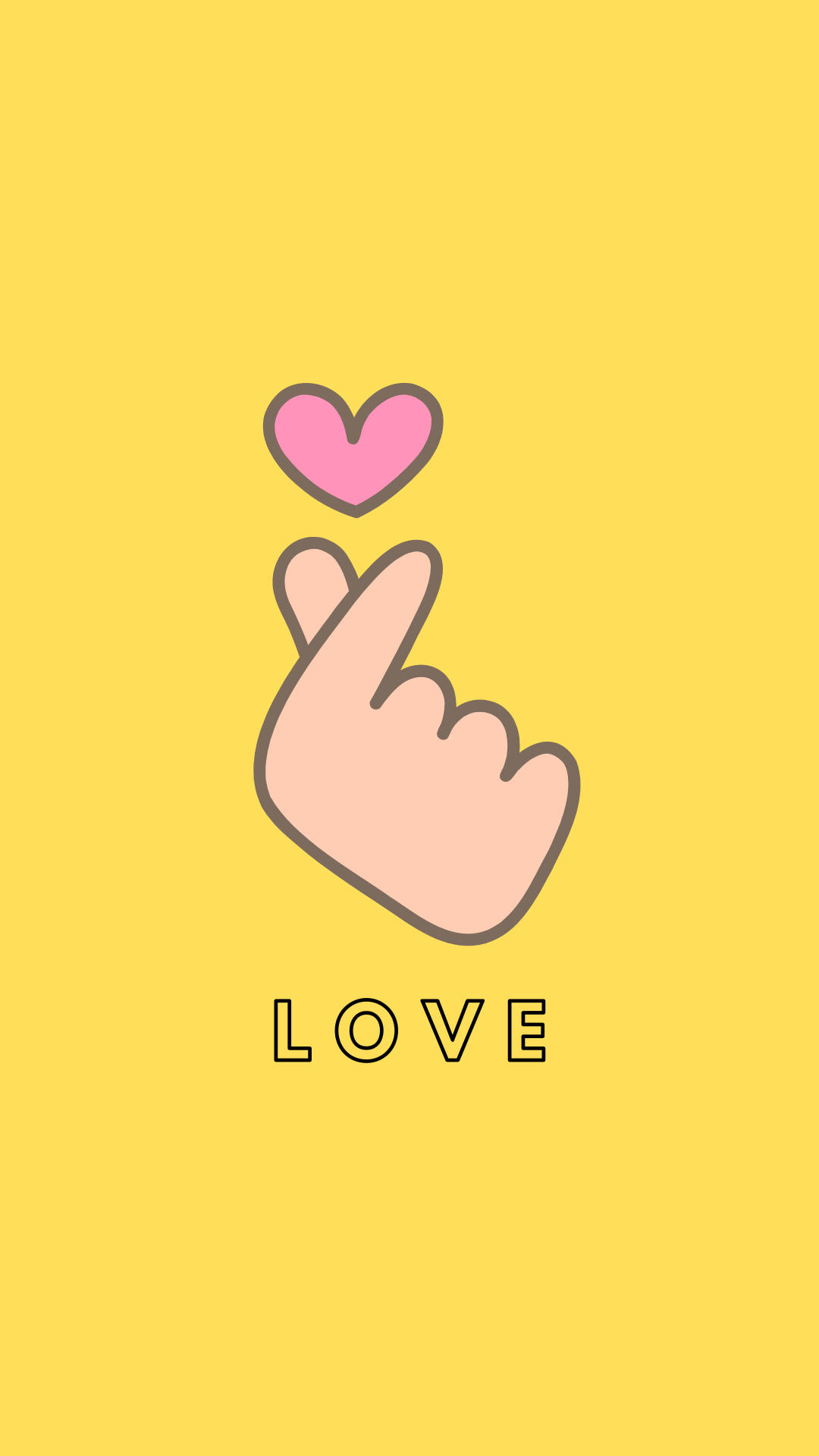 Finger Heart With The Word Love Wallpaper