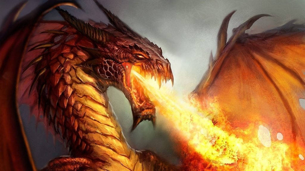 Fire Breathing Red Dragon Wallpaper