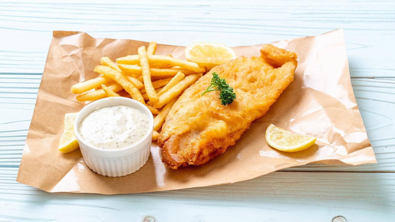 Fish And Chips On A Kraft Paper Wallpaper