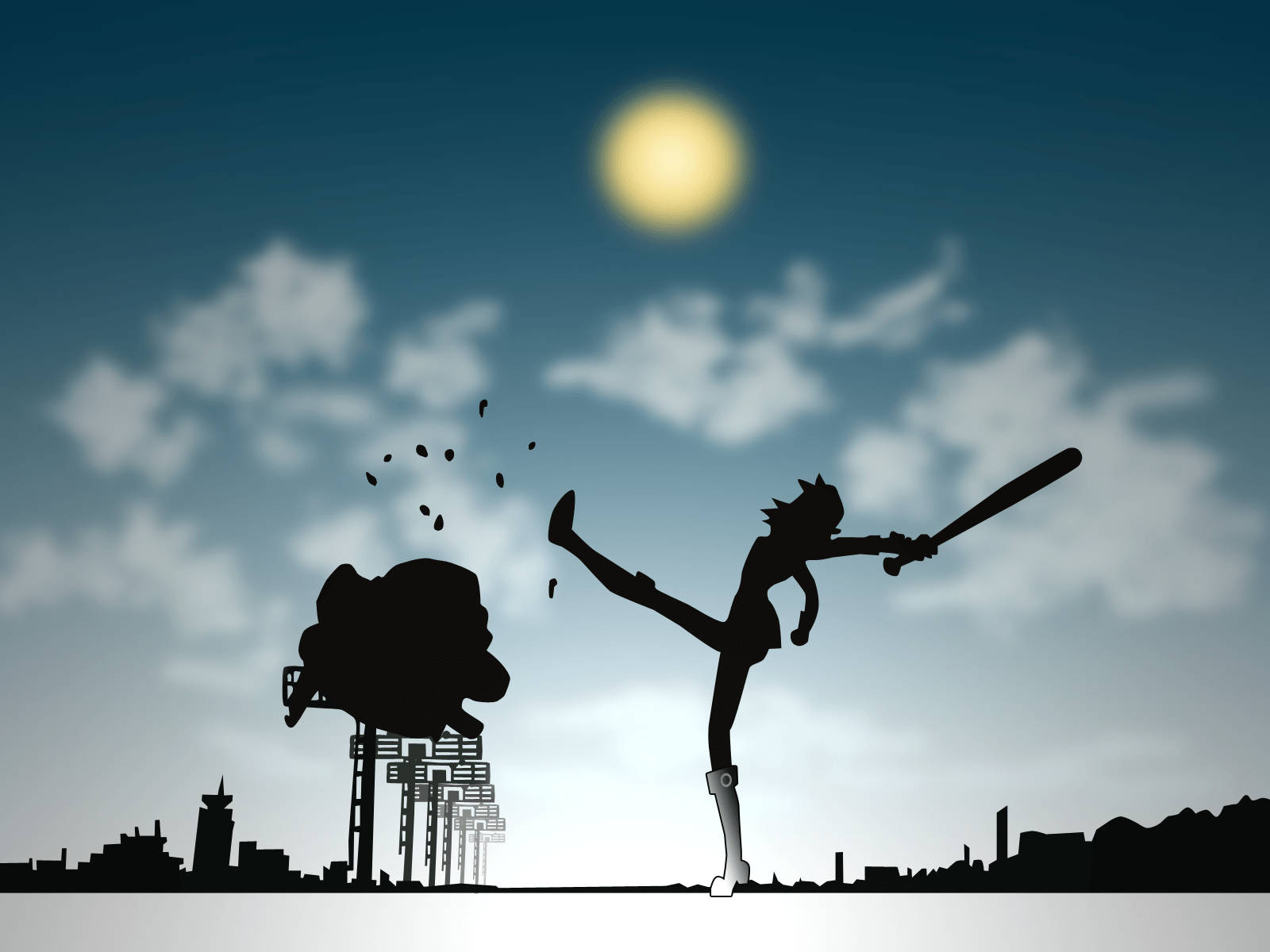 Flcl Haruko Holding A Bat Wallpaper