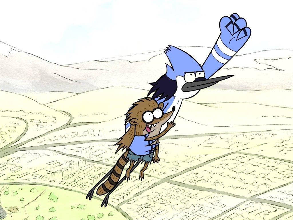 Flying Mordecai And Rigby Wallpaper