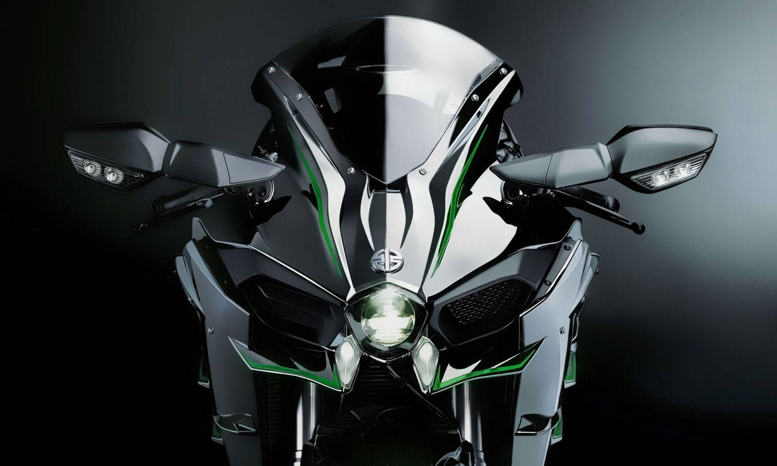 Front View Of A Sleek Kawasaki H2r - The Epitome Of Raw Power And Speed Wallpaper