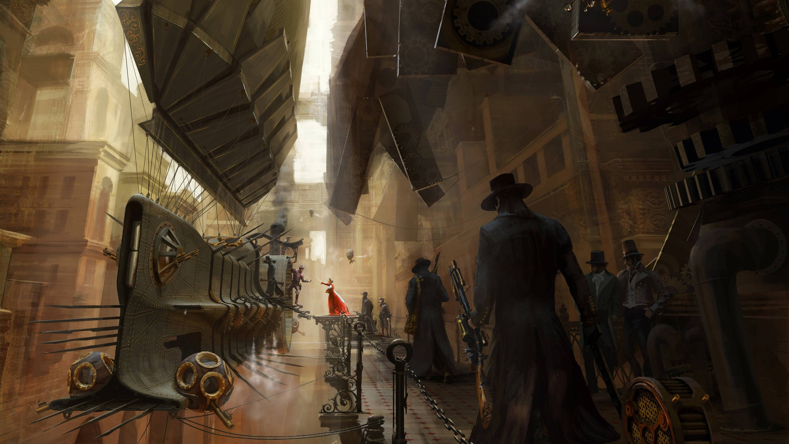 Full 4k Steampunk Airship Boarding Wallpaper