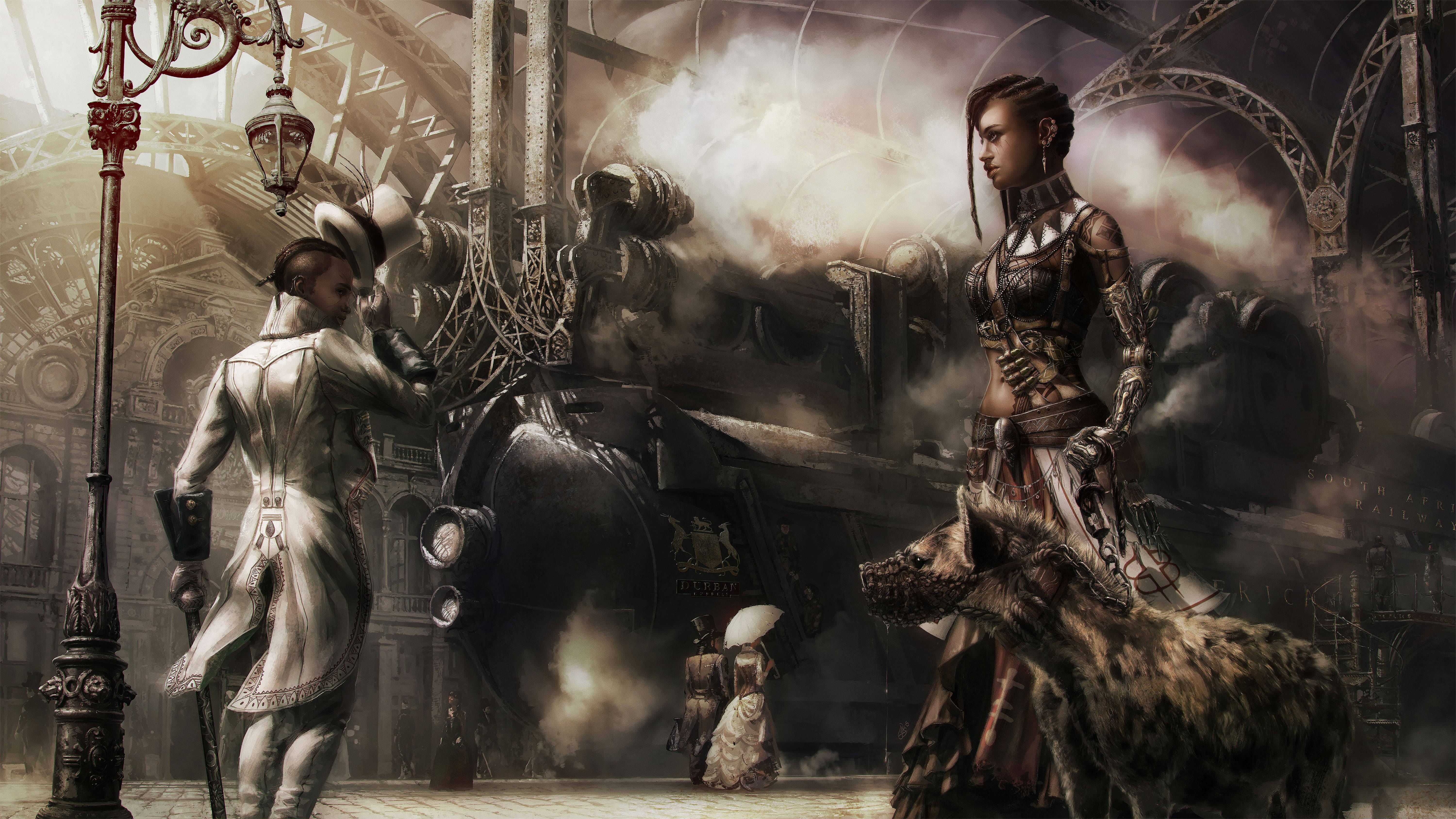 Full 4k Steampunk Train Station Wallpaper