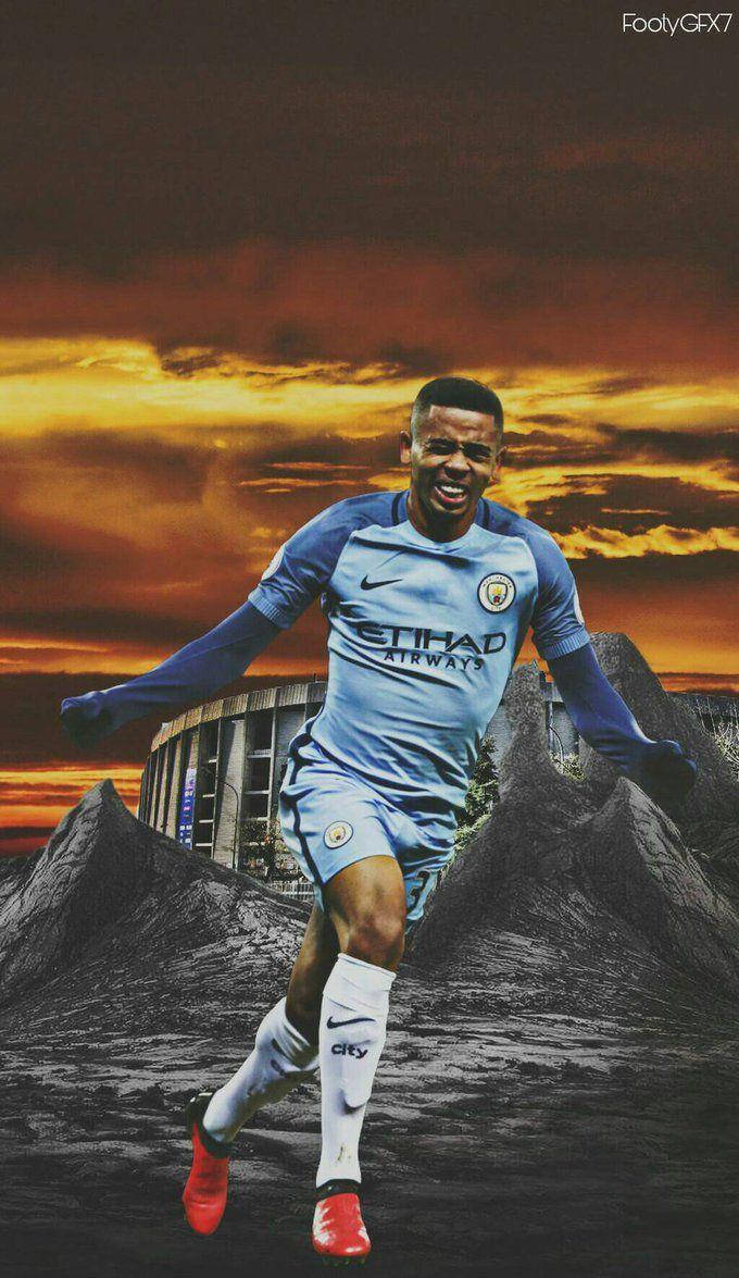 Gabriel Jesus In Front Of Stadium Wallpaper