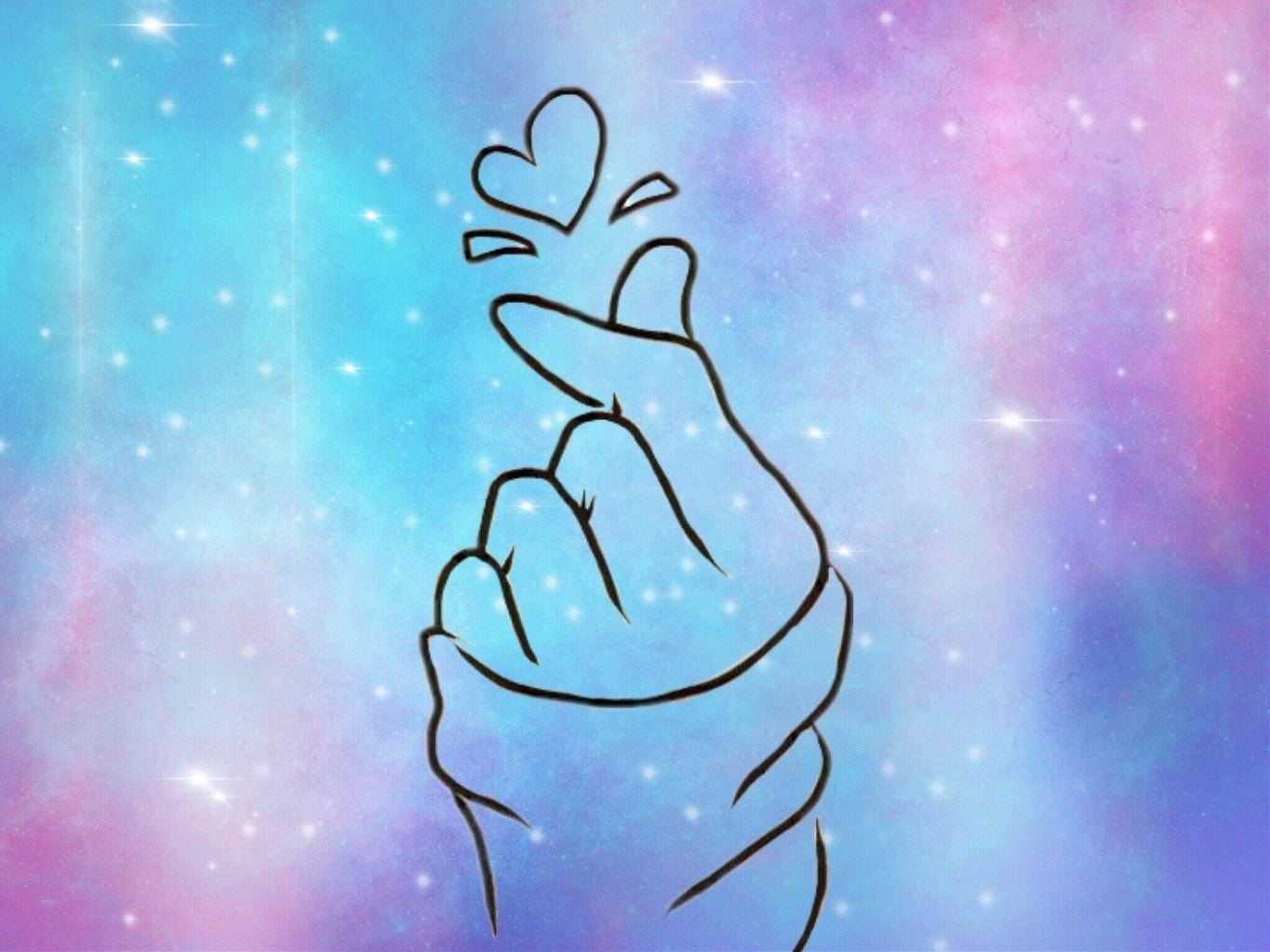 Galaxy Saranghae Finger Heart Wallpaper