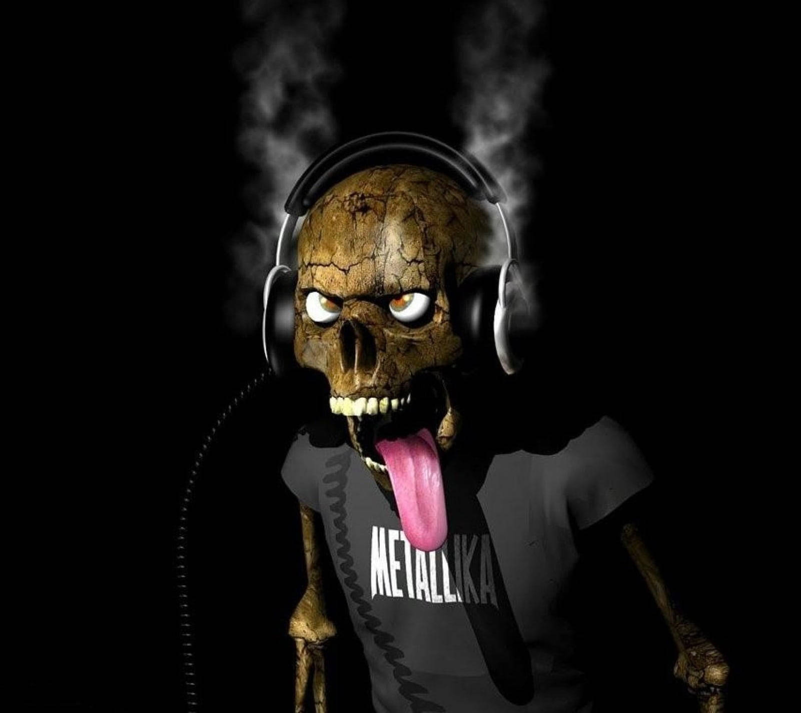 Gangster Skull Wearing Headphones Wallpaper