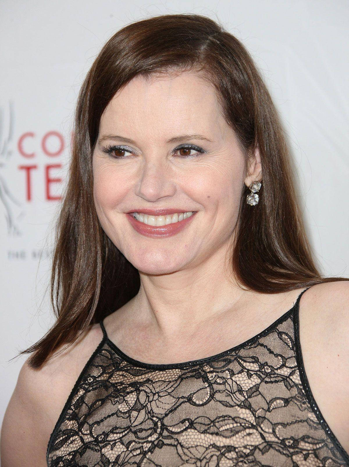 Geena Davis In A Black Lace Dress Wallpaper