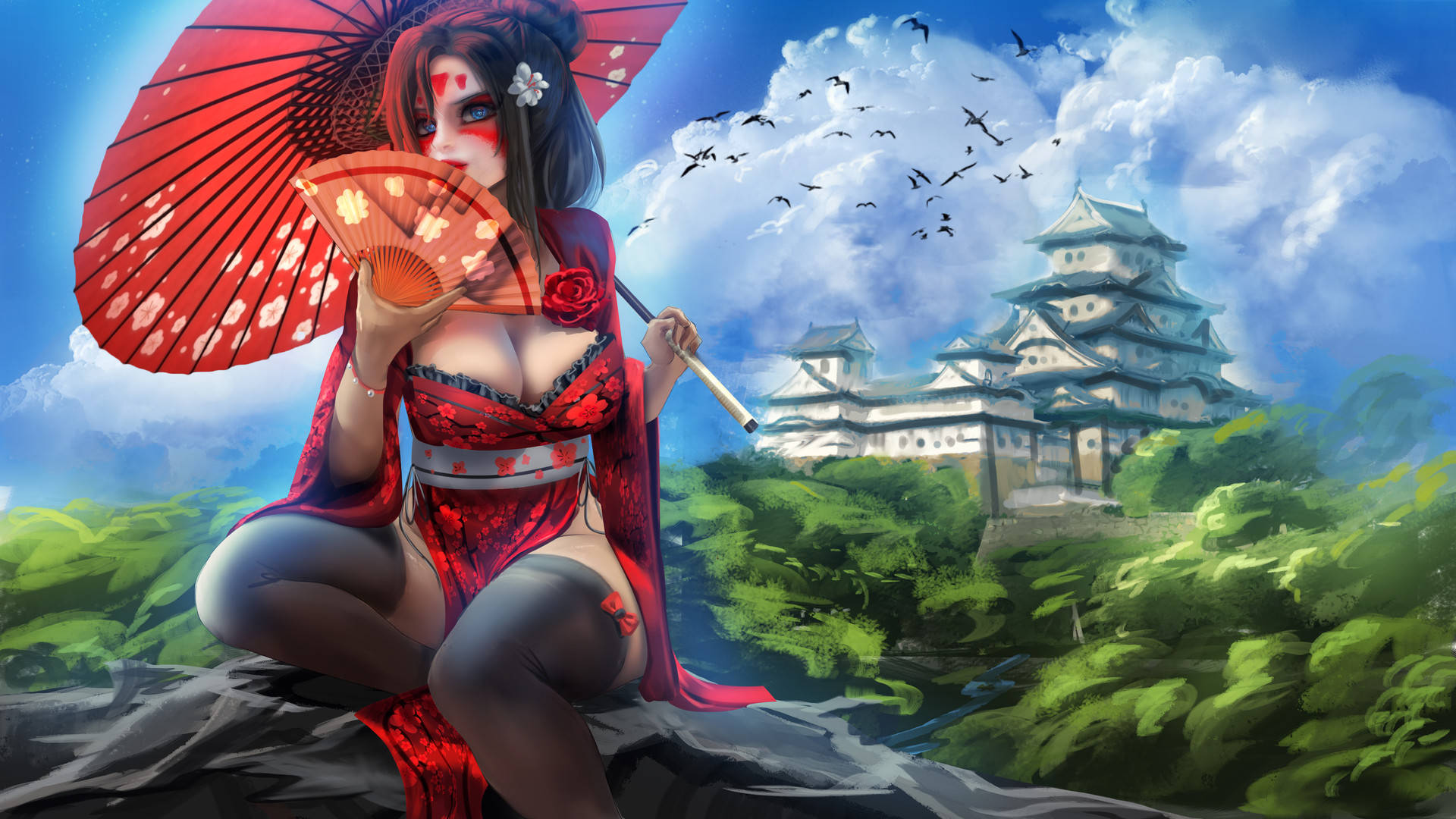 Geisha Risqué Japanese Dress Wallpaper