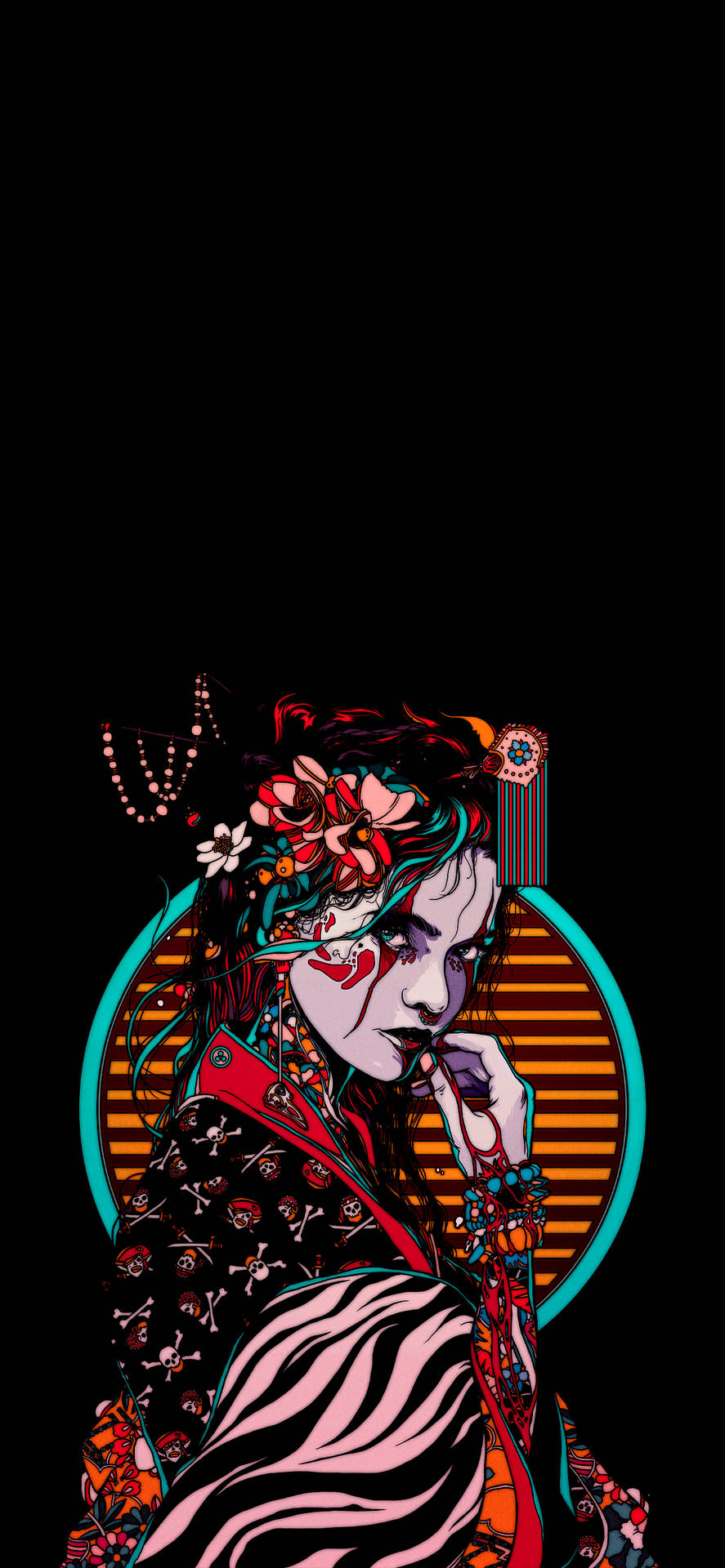 Geisha Vaporwave Portrait Wallpaper