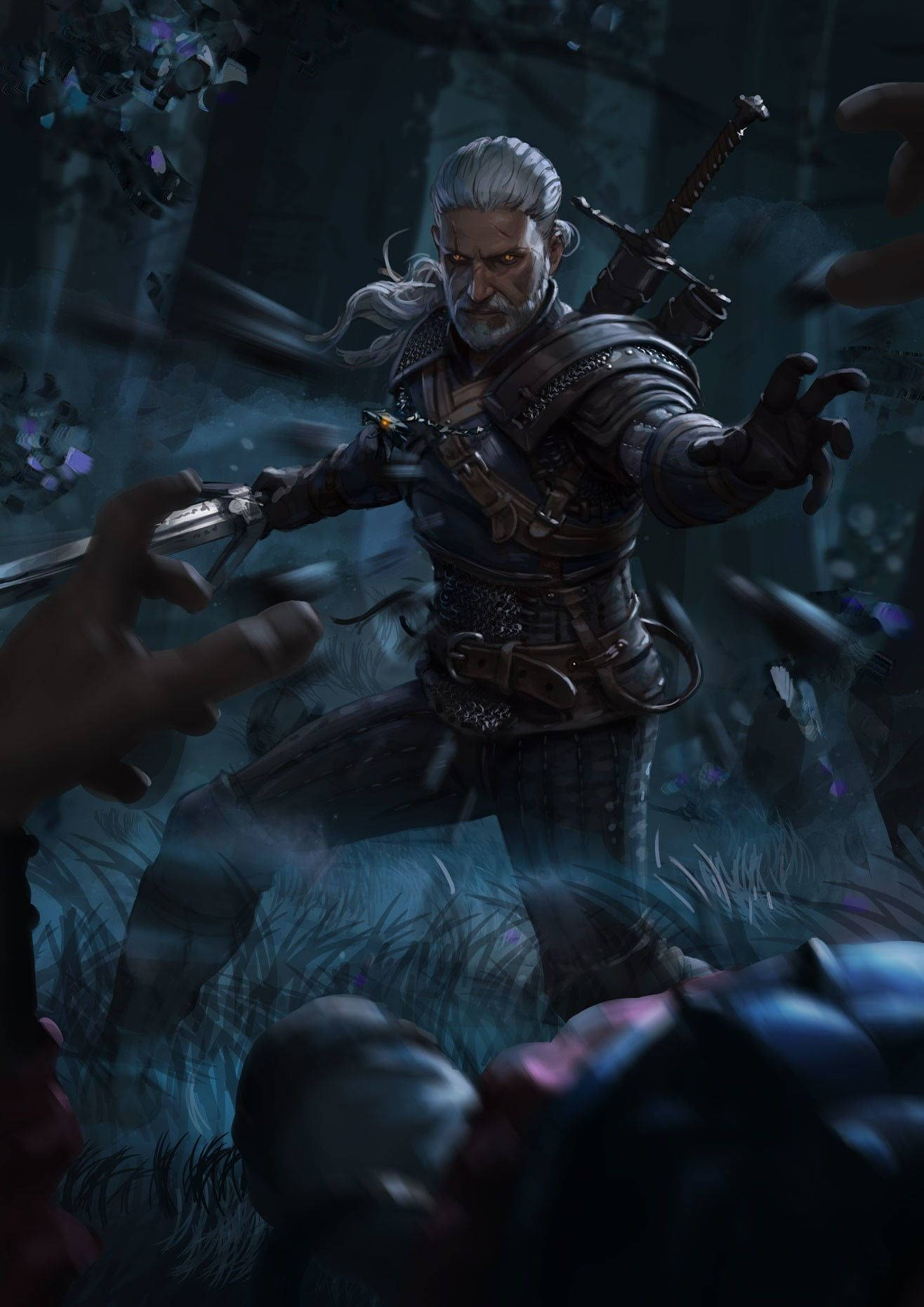 Geralt In The Dark Witcher 3 Iphone Wallpaper