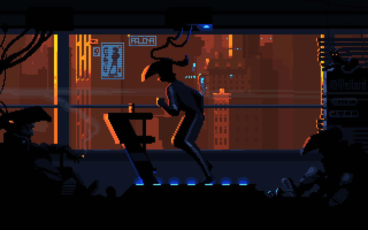 Get Lost In This Pixel Art Rendition Of A Cyberpunk City. Wallpaper