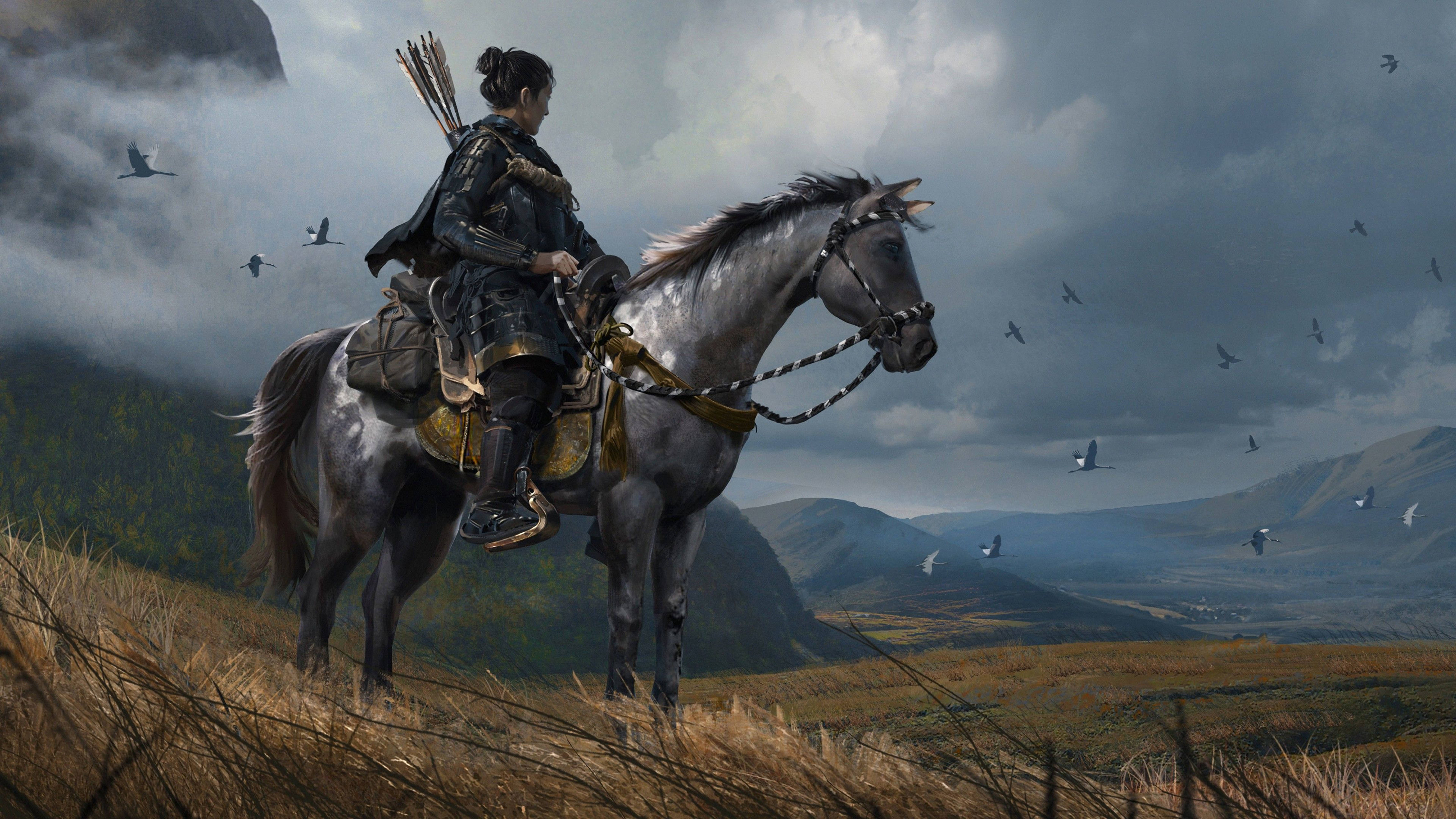 Ghost Of Tsushima Masako Riding A Horse 4k Wallpaper