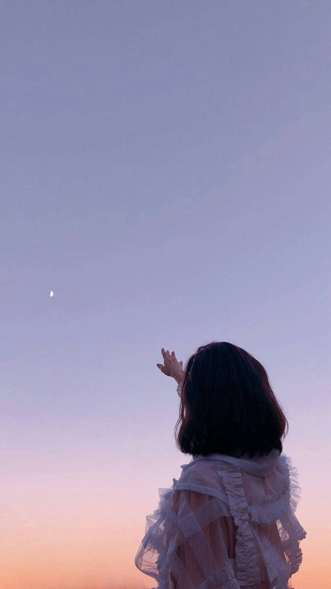 Girl Reaching For Skies Portrait Wallpaper