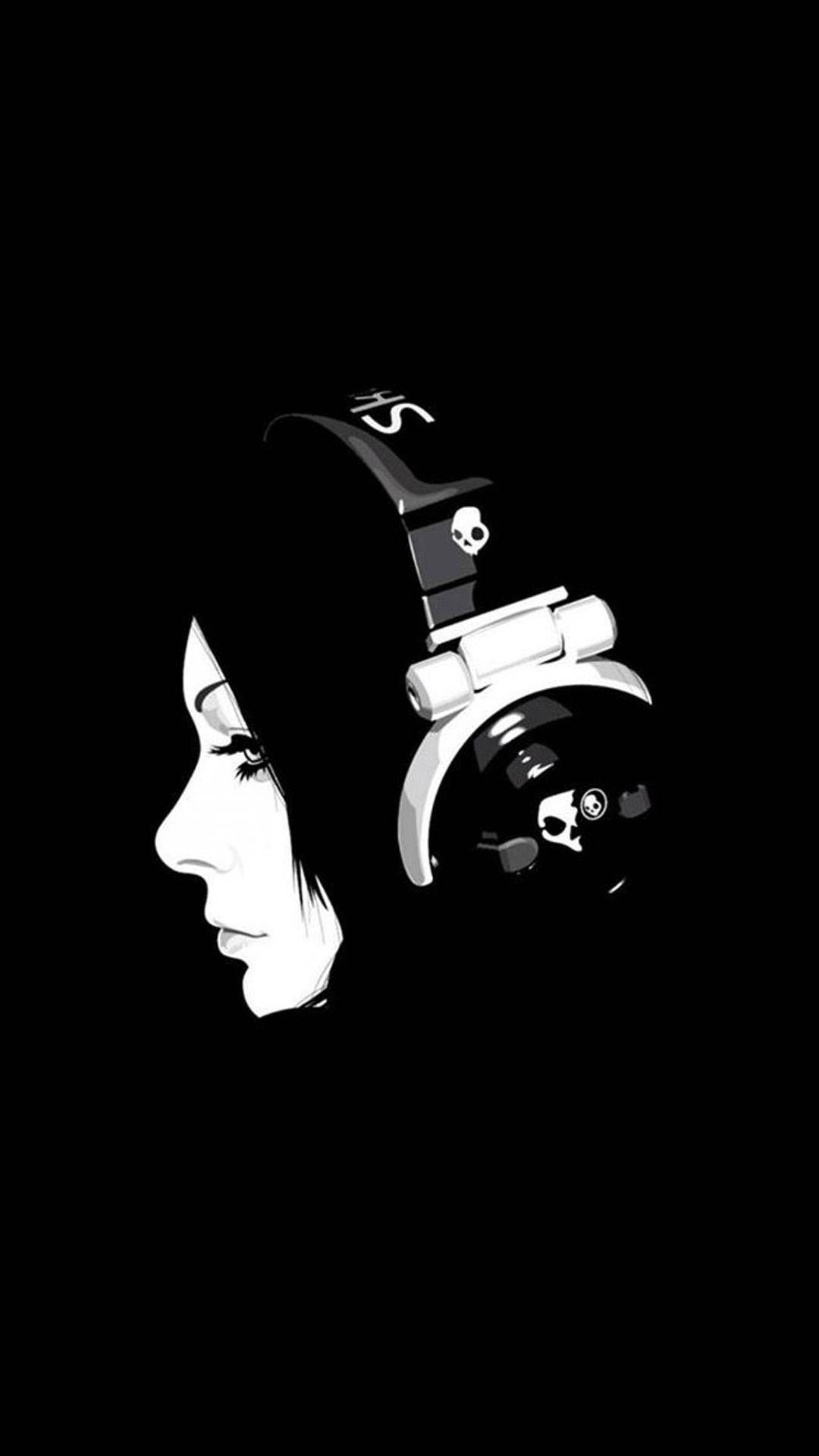 Girl With Headphones Black Iphone 6 Plus Wallpaper