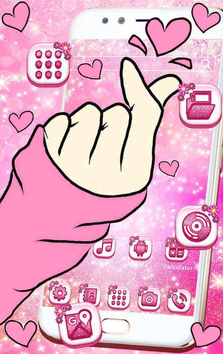 Girly Korean Finger Heart Wallpaper