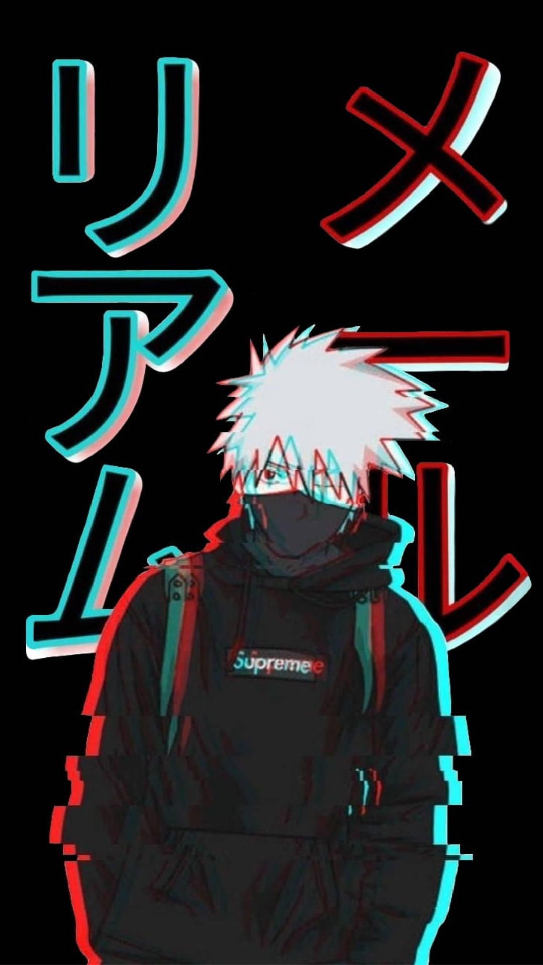 Glowing Blue And Red Kakashi Hatake Supreme Wallpaper