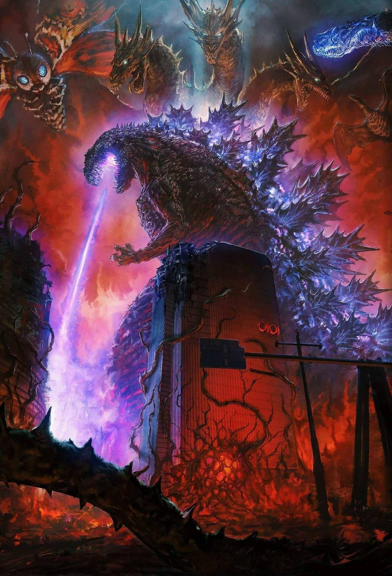 God Of Destruction Shin Godzilla Ignites The Night Wallpaper