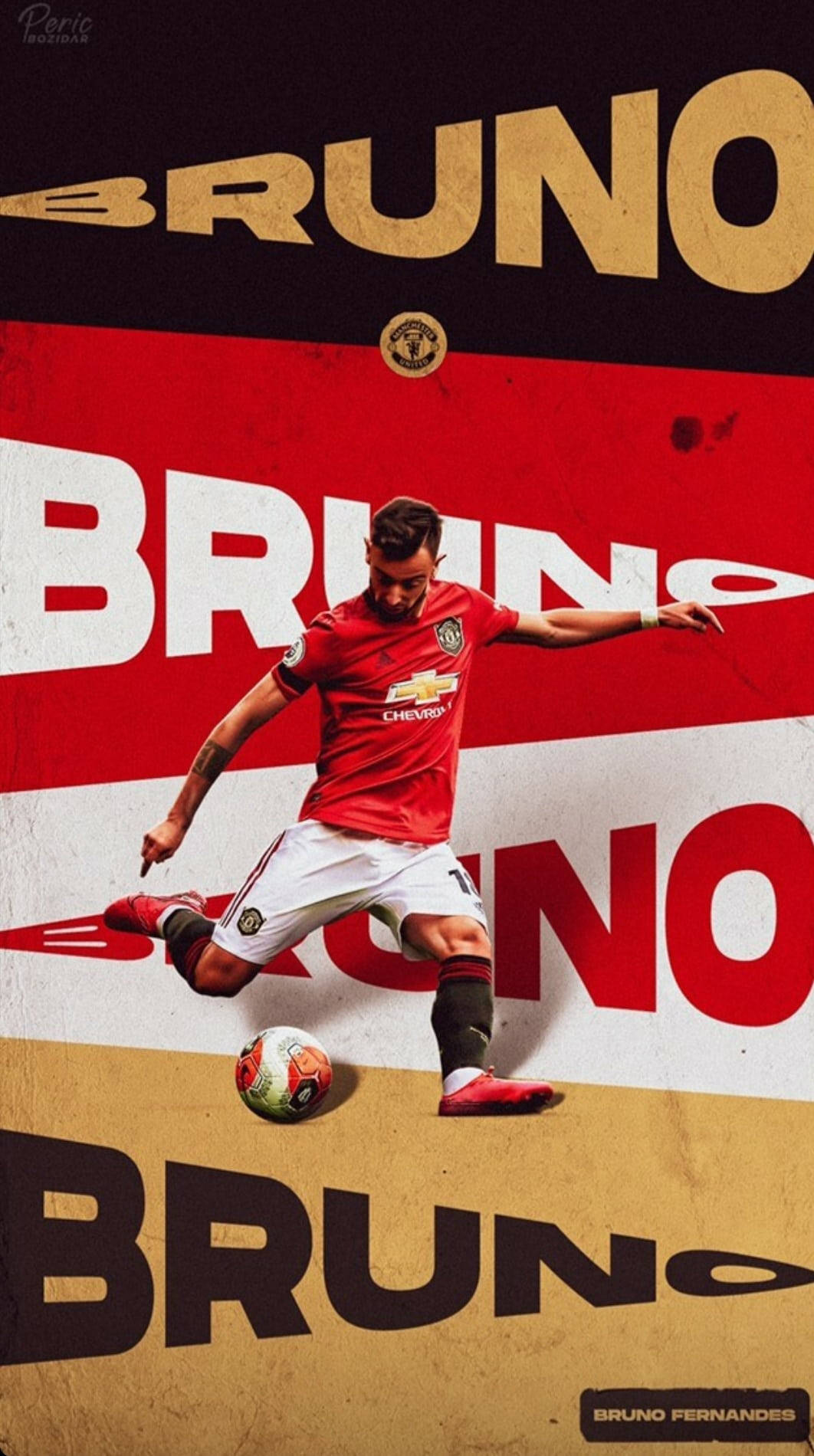 Gold Red Black White Bruno Fernandes Wallpaper