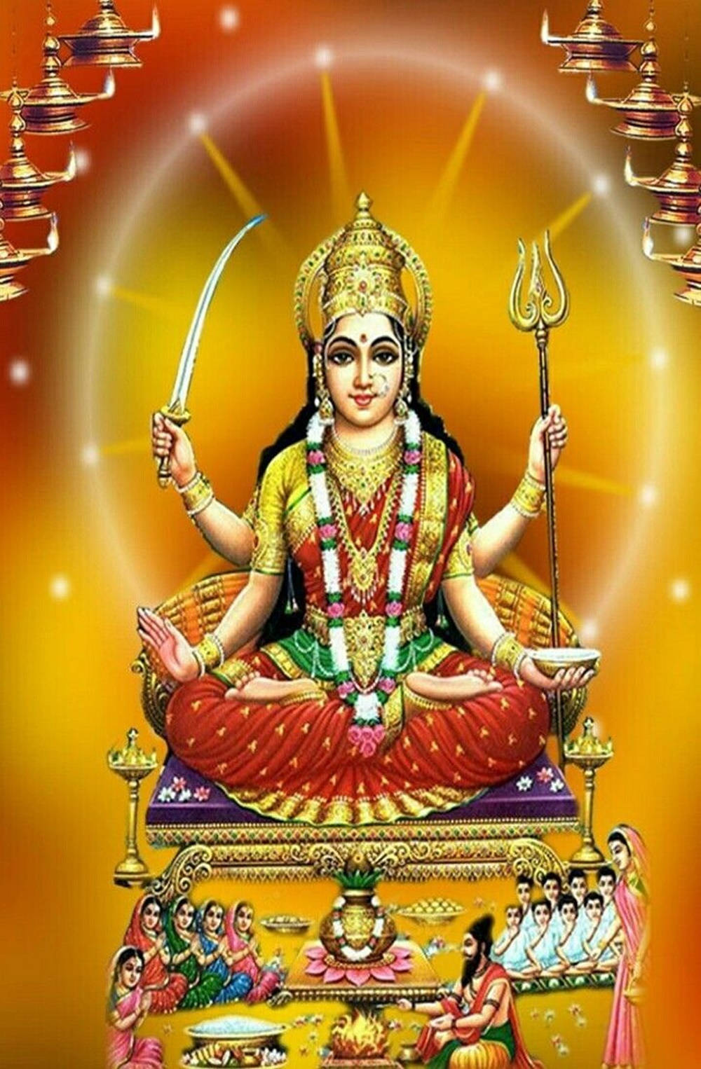 Golden Background Santoshi Maa Wallpaper