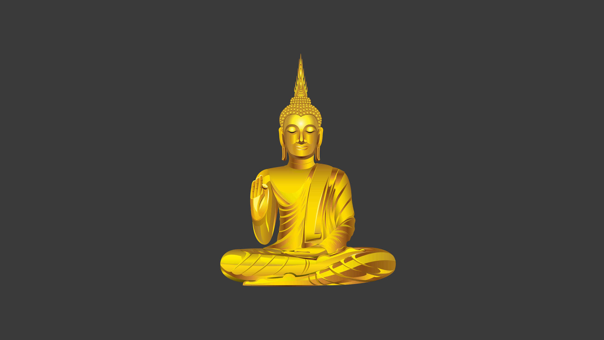 Golden Buddha Desktop In Gray Backdrop Wallpaper