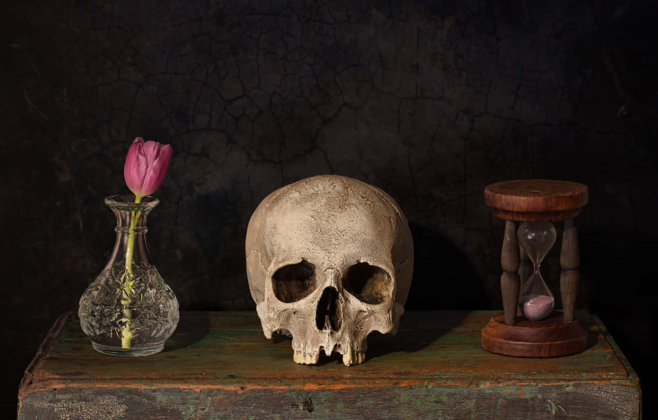 Gothic Style Desk Still Life Wallpaper