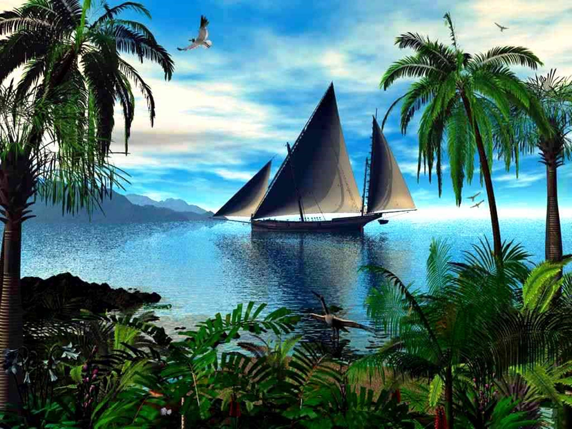 Gray Sailboat 3d Animation Wallpaper