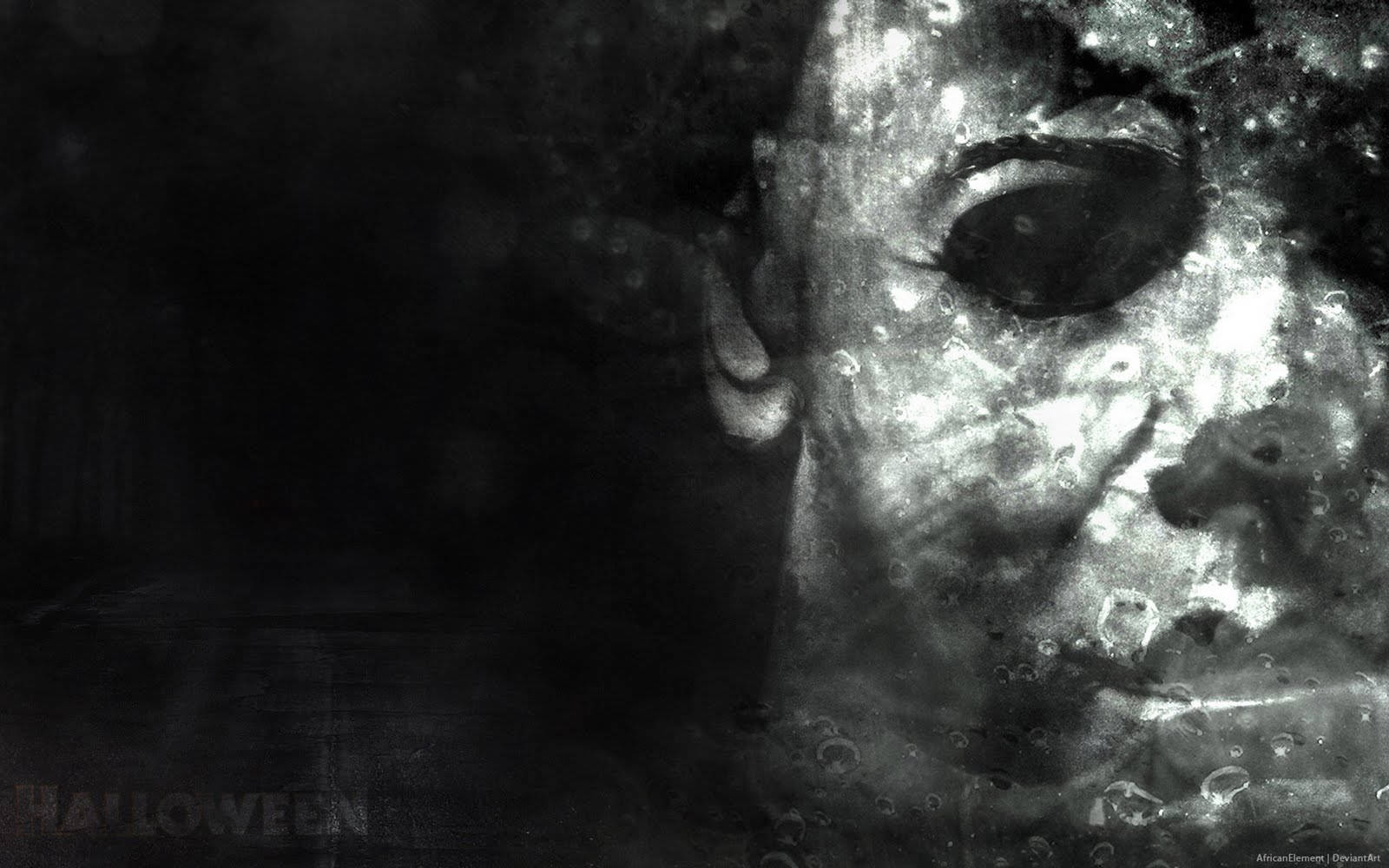 Grayscale Michael Myers Halloween Wallpaper