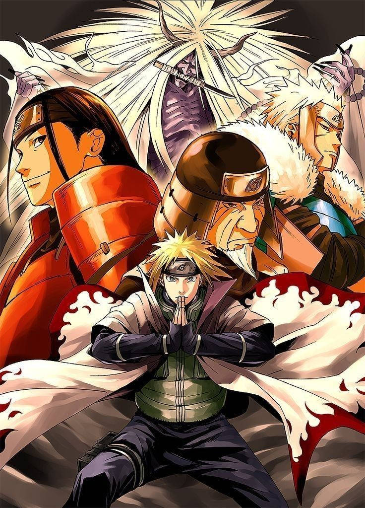 Great Naruto Hokage And Death Reaper Illustration Wallpaper